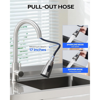 Garvee Fregadero Utility de Pie 99 cm Acero Inoxidable con Cajones para Cocina y Lavandería, Bacha Única, Estante Inferior, Agua Caliente y Fría, Plata