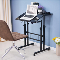 Garvee Escritorio Ajustable en Altura 70-115 cm Mesa Doble Inclinable con Ruedas y Freno Metal Pulido para Oficina y Hogar Negro