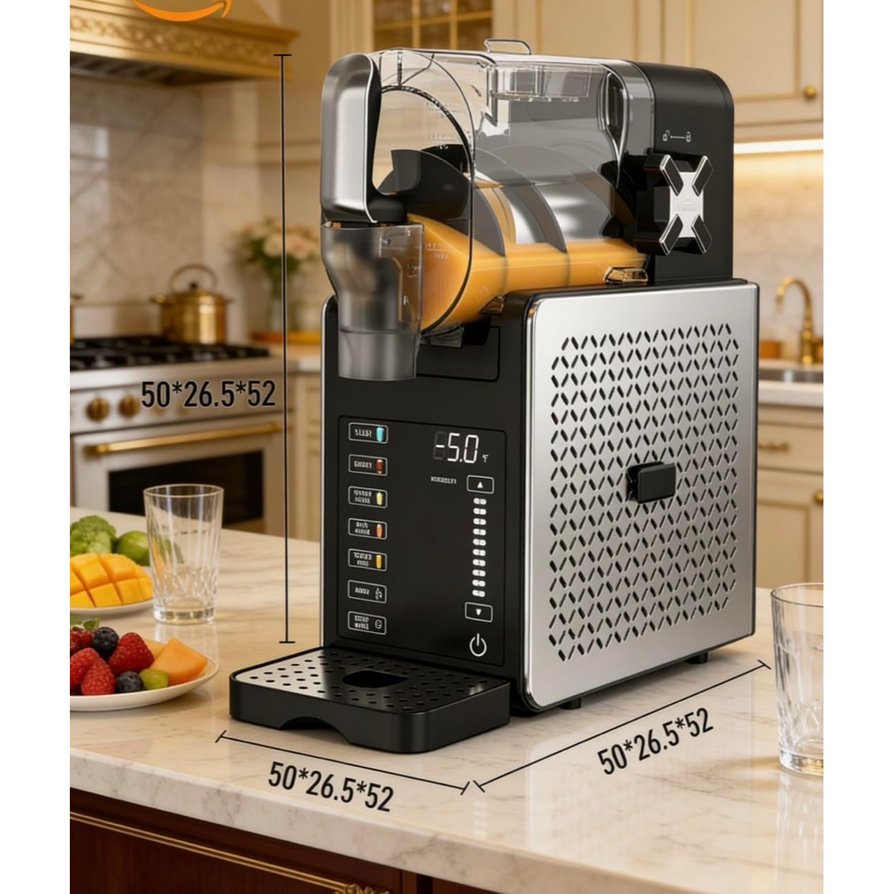 Garvee Máquina de Granizados FS-201 de ABS, Diseño Compacto con Capacidad Única, Estándar Europeo para Bares y Eventos, Negro