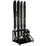 Garvee Soporte para Esquís de Acero Resistente, Modelo Frontal y Posterior, 58.4 × 40.6 × 47.8 cm, Organizador Multipropósito para Bastones y Cascos, Compacto para Garaje y Sótano, Negro