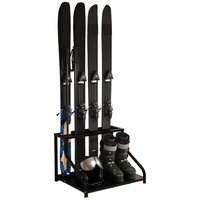 Garvee Soporte para Esquís de Acero Resistente, Modelo Frontal y Posterior, 58.4 × 40.6 × 47.8 cm, Organizador Multipropósito para Bastones y Cascos, Compacto para Garaje y Sótano, Negro