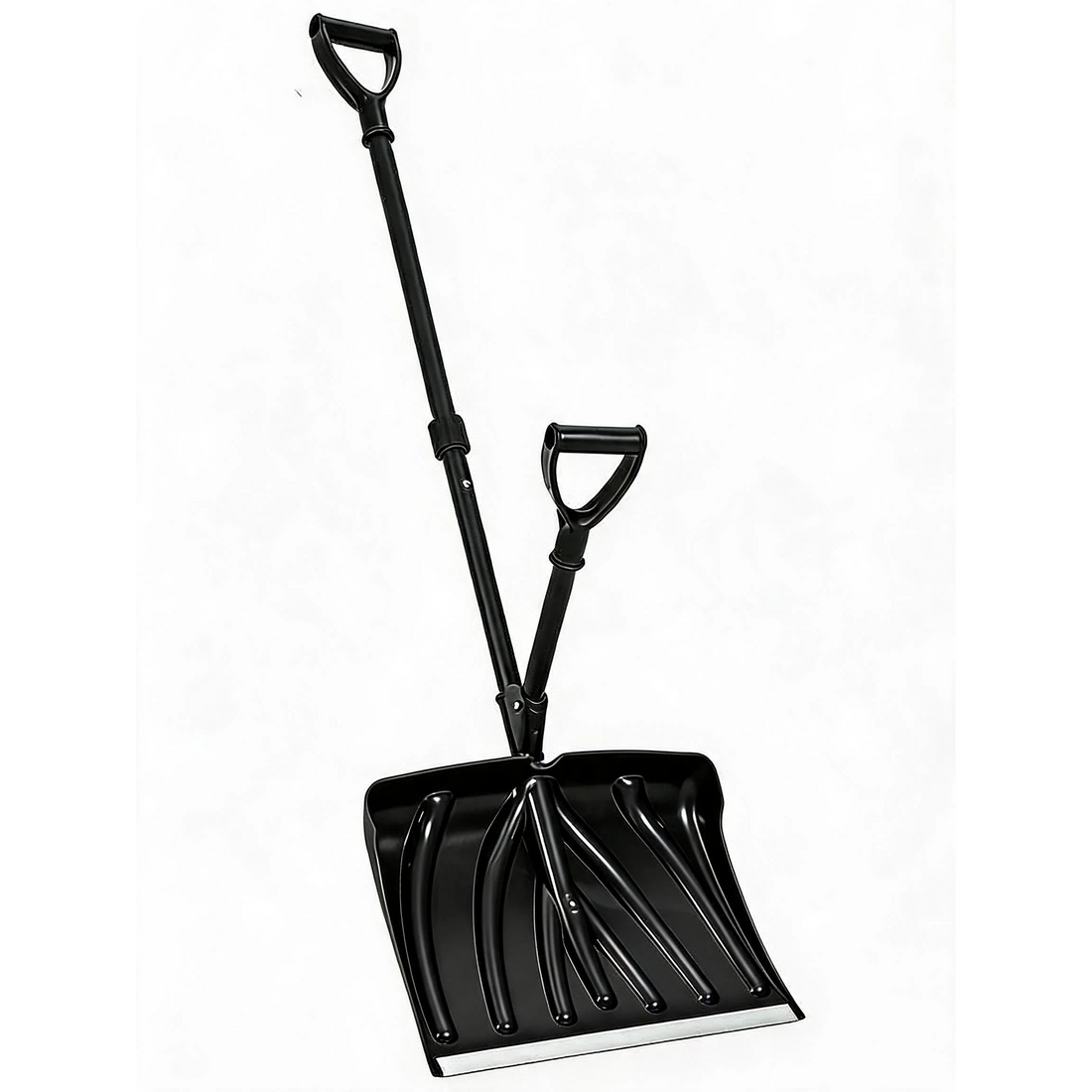 Garvee Pala Quitanieves Resistente en Acero al Carbono con Mango Telescopico Doble Ideal para Jardin, Negro y Plateado