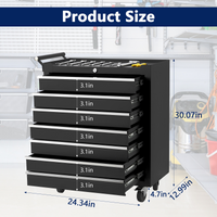 Garvee Carro de Herramientas con 7 Cajones y Ruedas de Acero Laminado en Frío para Garaje y Taller 61 cm Negro