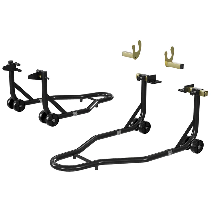Garvee Soporte Elevador para Motocicleta 408 kg Capacidad Ajustable U+L Acero Resistente con Rodillos para Taller y Mantenimiento
