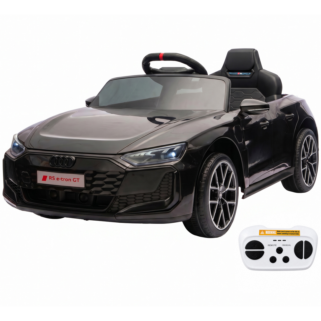 Garvee Coche Eléctrico Infantil con Licencia Audi, Batería 12 V 4,5 Ah, Doble Motor 390, Mando a Distancia, Marcha Adelante/Atrás, PP Ecológico, Negro
