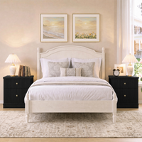 Garvee Mesita de Noche Moderna de MDF con 2 Cajones y Diseño Acanalado, Estructura Robusta de Madera para Dormitorio o Sala, 61 cm, Negro