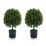 Garvee Set 2 Bolas de Boj Artificiales 51cm Realistas Duraderas Plástico Alta Calidad Porche Pasillos Interiores Verde - Verde Oscuro