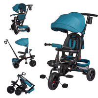 Garvee Triciclo Bebé Evolutivo 6 en 1 Acero Carbono Asiento Reversible Capota Ruedas EVA Antideslizantes Portavasos Canasta Ideal Viajes Verde