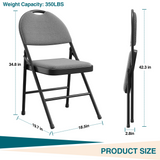 Garvee Sillas Plegables 6 Piezas Metal con Asiento de Algodón Lino, Antideslizantes para Interior y Exterior, Negro, Cómodas y Resistentes - Negro grisáceo