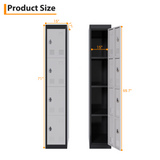 Garvee Gabinete De Almacenaje Metálico Con 4 Puertas Ventilación Cerradura Acero Resistente Ranura Para Tarjetas Gris+Negro Oficina Escuela