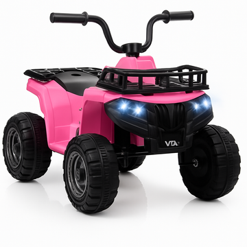 Garvee Quad Eléctrico 12V, Música Y LED, 4 Ruedas Antideslizantes, Arranque Suave, 2-5 años, Interior y Exterior, Rosa