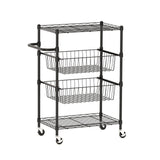 Garvee Carro Utilitario Rodante 4 Niveles con Estantes Removibles para Cocina y Almacenamiento, 65×35×84 cm, Metal Negro