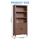Garvee Estantería Alta De Madera Marrón 5 Niveles Con Puertas De Granero Para Hogar Y Oficina, Ajustable, Rústico, Fácil Montaje