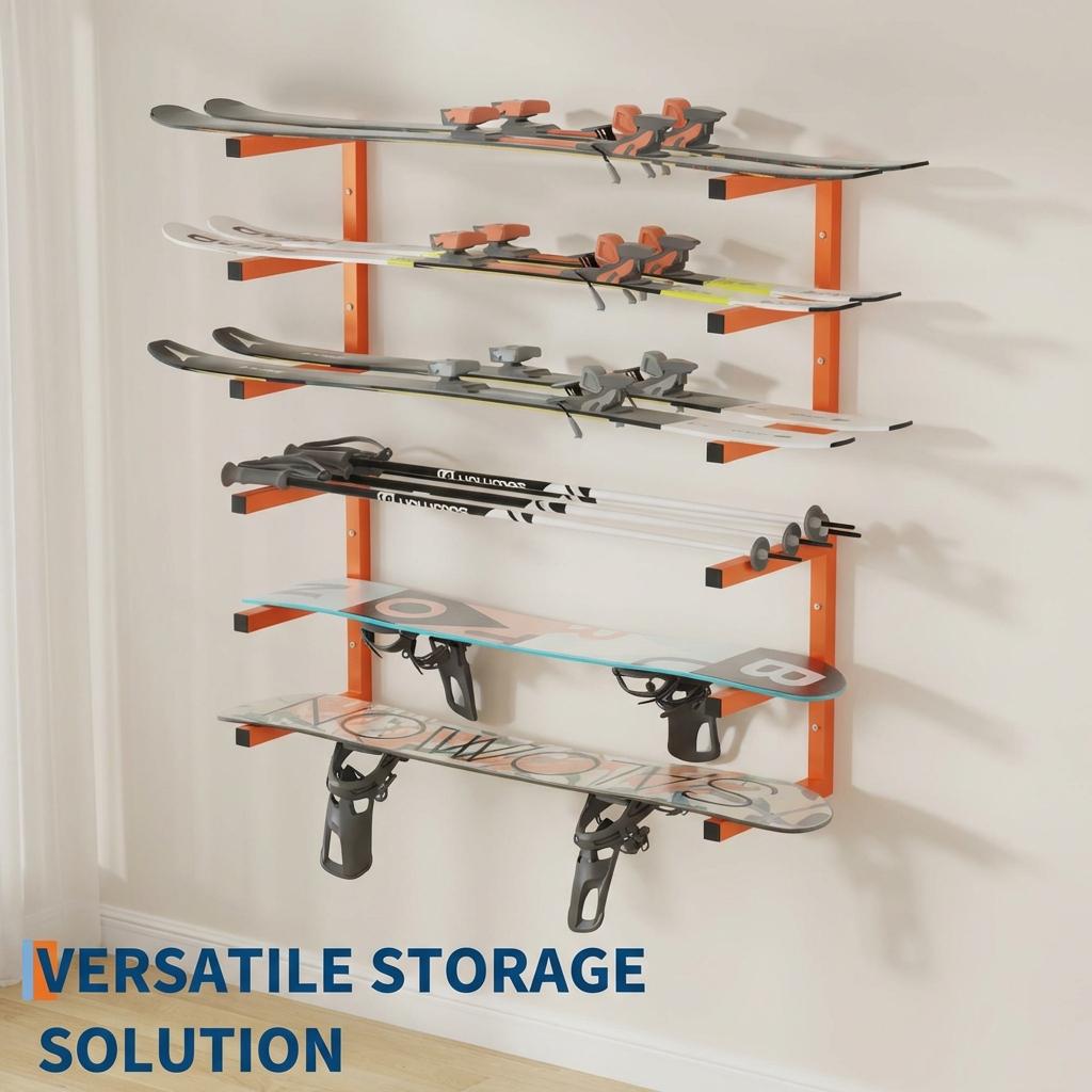 Garvee Estante Organizador para Madera de 3 Niveles Montaje en Pared Acero Resistente Capacidad 544 kg para Taller Garaje y Exterior Naranja y Negro