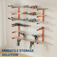 Garvee Estante Organizador para Madera de 3 Niveles Montaje en Pared Acero Resistente Capacidad 544 kg para Taller Garaje y Exterior Naranja y Negro