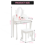 Garvee Set De Tocador Infantil Para Niñas Con Espejo Ajustable Y Taburete, MDF Seguro Y Duradero, Blanco, Ideal Para Habitaciones Y Salones - Blanco