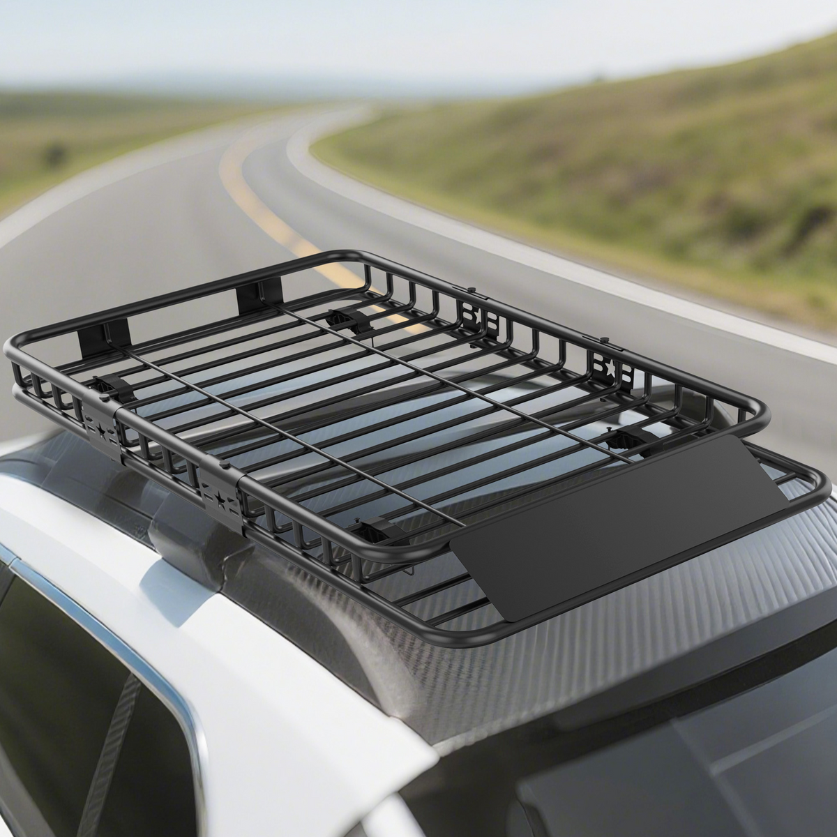 Garvee Portaequipajes Universal para Techo 163×99 cm Acero Resistente, Extensible, para SUVs y Camionetas, Negro, 91 kg Capacidad