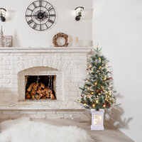 Garvee Árbol Artificial de Navidad 90cm 78 Luces LED Temporizador PE&PVC Base Cemento Hogar Oficina Blanco