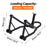 Garvee Soporte Trasero para Rueda de Motocicleta, Capacidad 386 kg, Horquilla en U, Material Resistente, Estabilidad Mejorada, Negro, Compatible con Varias Marcas para Mantenimiento