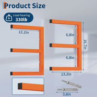Garvee Estante Organizador para Madera de 3 Niveles Montaje en Pared Acero Resistente Capacidad 544 kg para Taller Garaje y Exterior Naranja y Negro