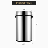 Garvee Cubos de Basura Comercial 65L Acero Inoxidable Resistente a Huellas Con Apertura Superior Y Base Antideslizante Para Cocina Y Oficina