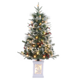 Garvee Árbol Artificial de Navidad 90cm 78 Luces LED Temporizador PE&PVC Base Cemento Hogar Oficina Blanco - 90 cm & Árbol de luz óptica simulada & Cajita luminosa de nieve