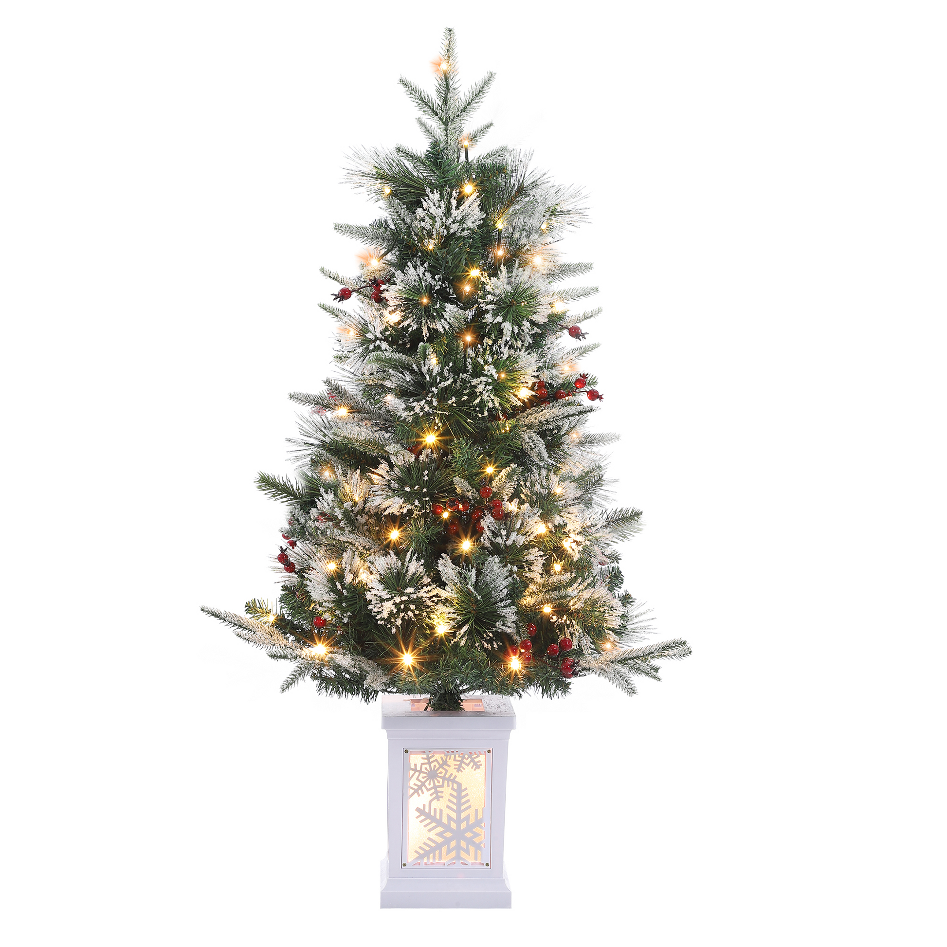 Garvee Árbol Artificial de Navidad 90cm 78 Luces LED Temporizador PE&PVC Base Cemento Hogar Oficina Blanco