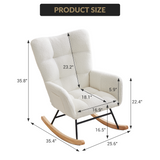 Garvee Sillón Mecedor para Nursery con Diseño Ergonómico, Cojines de Felpa, Estructura de Hierro y Patas de Madera, Beige, Ideal para Sala y Dormitorio - Beige