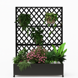 Garvee Jardinera Elevada de Acero Galvanizado Enrejado Ruedas Bloqueables Con Drenaje Fácil Montaje Resistente Versátil 89x180cm Patio Balcón Negro - Negro