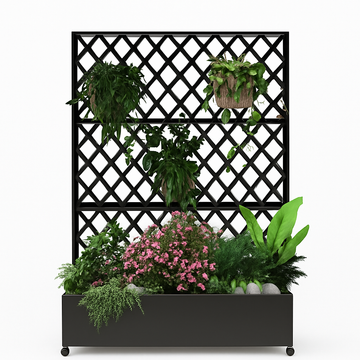 Garvee Jardinera Elevada de Acero Galvanizado Enrejado Ruedas Bloqueables Con Drenaje Fácil Montaje Resistente Versátil 89x180cm Patio Balcón Negro