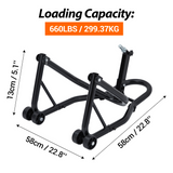 Garvee Soporte para Rueda Delantera de Motocicleta - Acero Resistente, Capacidad 385 kg, Compatible con Estilos Múltiples, Diseño Estable, Fácil de Usar, Negro - Black