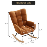 Garvee sillón Mecedor para Nursery con Diseño Ergonómico, Cojines de Felpa, Estructura de Hierro y Patas de Madera, Asiento Cómodo para Lactancia y Relajación, 90×65×91 cm - Marrón