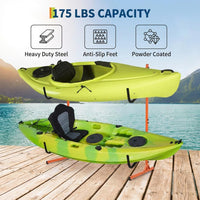 Garvee Soporte para Kayak de Acero Resistente de 2 Niveles, Estante de Almacenamiento Ajustable de 123 a 182,5 cm para Tablas de Surf y Canoas en Interior y Exterior, Naranja