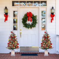 Garvee Árbol Artificial de Navidad 90cm 78 Luces LED Temporizador PE&PVC Base Cemento Hogar Oficina Blanco