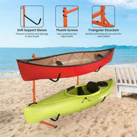 Garvee Soporte para Kayak de Acero Resistente de 2 Niveles, Estante de Almacenamiento Ajustable de 123 a 182,5 cm para Tablas de Surf y Canoas en Interior y Exterior, Naranja