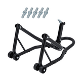 Garvee Soporte Trasero para Rueda de Motocicleta con Elevador, Capacidad 386 kg, Acero Resistente, Clips Reforzados, Taller y Mantenimiento, Negro - Caballete delantero