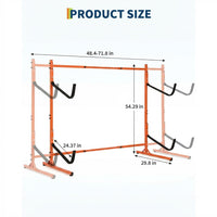 Garvee Soporte para Kayak de Acero Resistente de 2 Niveles, Estante de Almacenamiento Ajustable de 123 a 182,5 cm para Tablas de Surf y Canoas en Interior y Exterior, Naranja