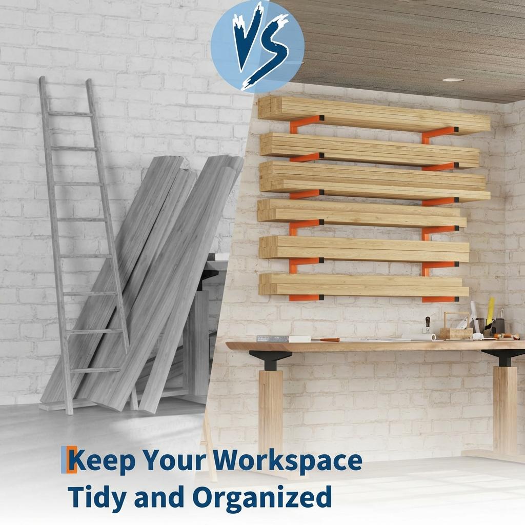 Garvee Estante Organizador para Madera de 3 Niveles Montaje en Pared Acero Resistente Capacidad 544 kg para Taller Garaje y Exterior Naranja y Negro