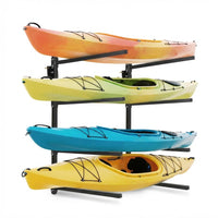 Garvee Soporte de Pared Ajustable para 4 Kayaks, Capacidad 181 kg, Acero Q235, Brazos Regulables, para Garaje y Exterior, Negro