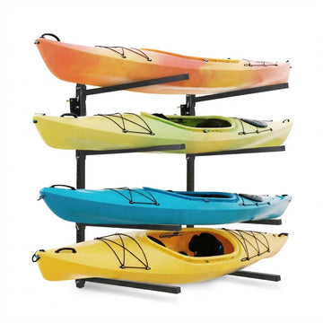 Garvee Soporte de Pared Ajustable para 4 Kayaks, Capacidad 181 kg, Acero Q235, Brazos Regulables, para Garaje y Exterior, Negro