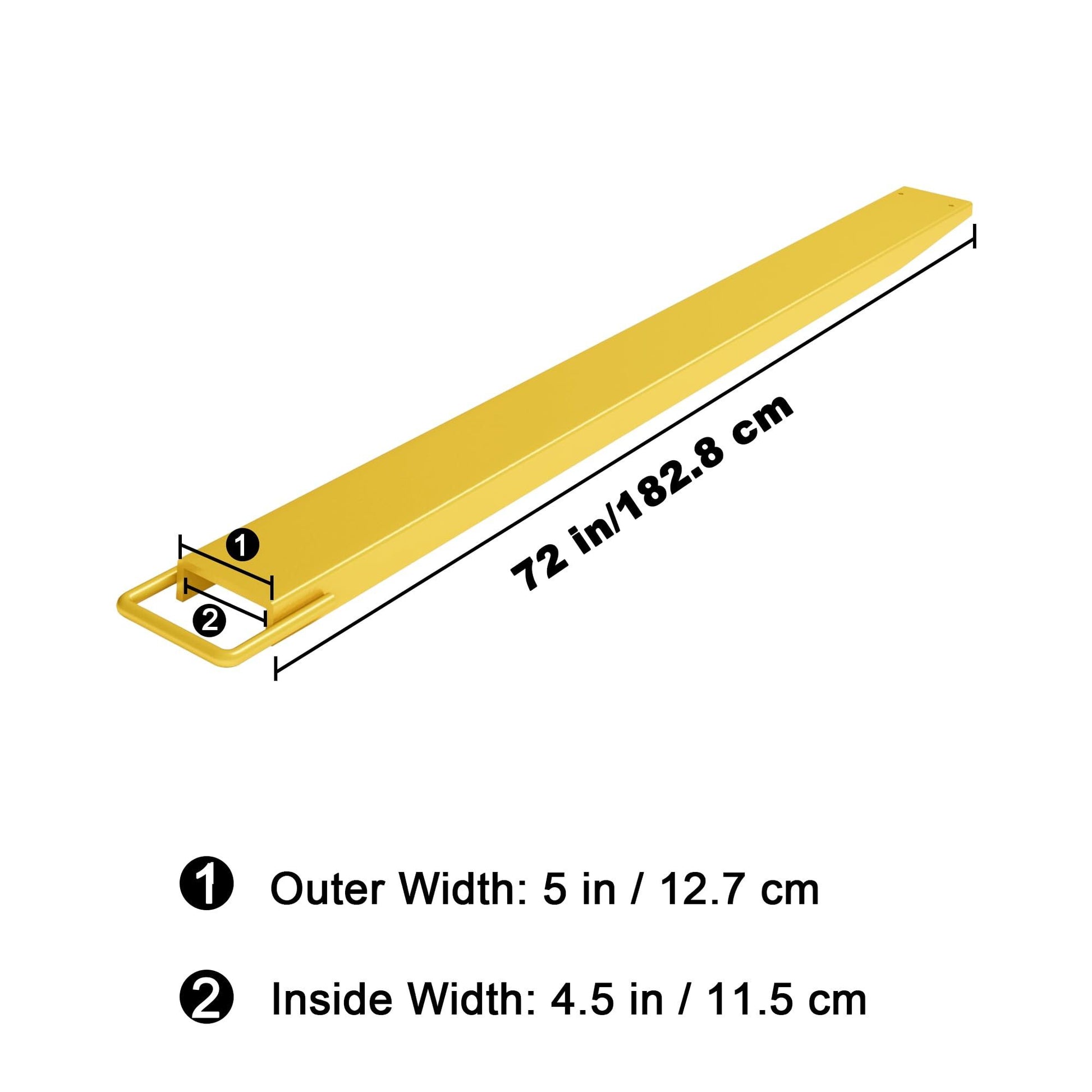 Garvee Extensiones para Horquillas de Montacargas 182.8cm 2495 KG Acero Q345 5mm de Grosor Ancho Interior 11.43cm Resistente Amarillo para Almacén y Construcción
