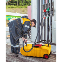 Garvee Tanque de Gasolina Portátil 56.78L HDPE Resistente UV Doble Válvula Antifugas Bomba Manguera 3.05m Ruedas Autos, Barcos Color Amarillo