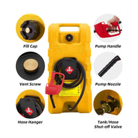 Garvee Tanque de Gasolina Portátil 56.78L HDPE Resistente UV Doble Válvula Antifugas Bomba Manguera 3.05m Ruedas Autos, Barcos Color Amarillo