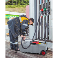 Garvee Tanque de Gasolina 15 Galones HDPE Resistente UV Bomba Manual Doble Válvula Antifugas Ruedas Manguera Portátil Autos, Barcos Color Gris