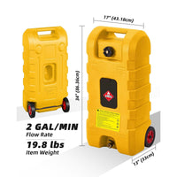 Garvee Tanque de Gasolina Portátil 56.78L HDPE Resistente UV Doble Válvula Antifugas Bomba Manguera 3.05m Ruedas Autos, Barcos Color Amarillo