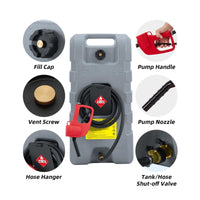 Garvee Tanque de Gasolina 15 Galones HDPE Resistente UV Bomba Manual Doble Válvula Antifugas Ruedas Manguera Portátil Autos, Barcos Color Gris