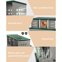 Garvee Caja de Anidación para Gallinas 2 Capas 8 Compartimentos, Acero Galvanizado, Con 8 Huevos Falsos, Fácil Limpieza, Montaje en Pared Gallineros, Verde Oscuro