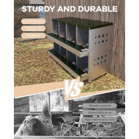 Garvee Caja de Anidación para Gallinas 2 Capas 8 Compartimentos, Acero Galvanizado, Con 8 Huevos Falsos, Fácil Limpieza, Montaje en Pared Gallineros, Verde Oscuro