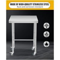 Garvee Mesa de Acero Inoxidable 45,72×71,12cm Mesa de Cocina Comercial Diseño Abierto Patas o Ruedas Acero Inoxidable